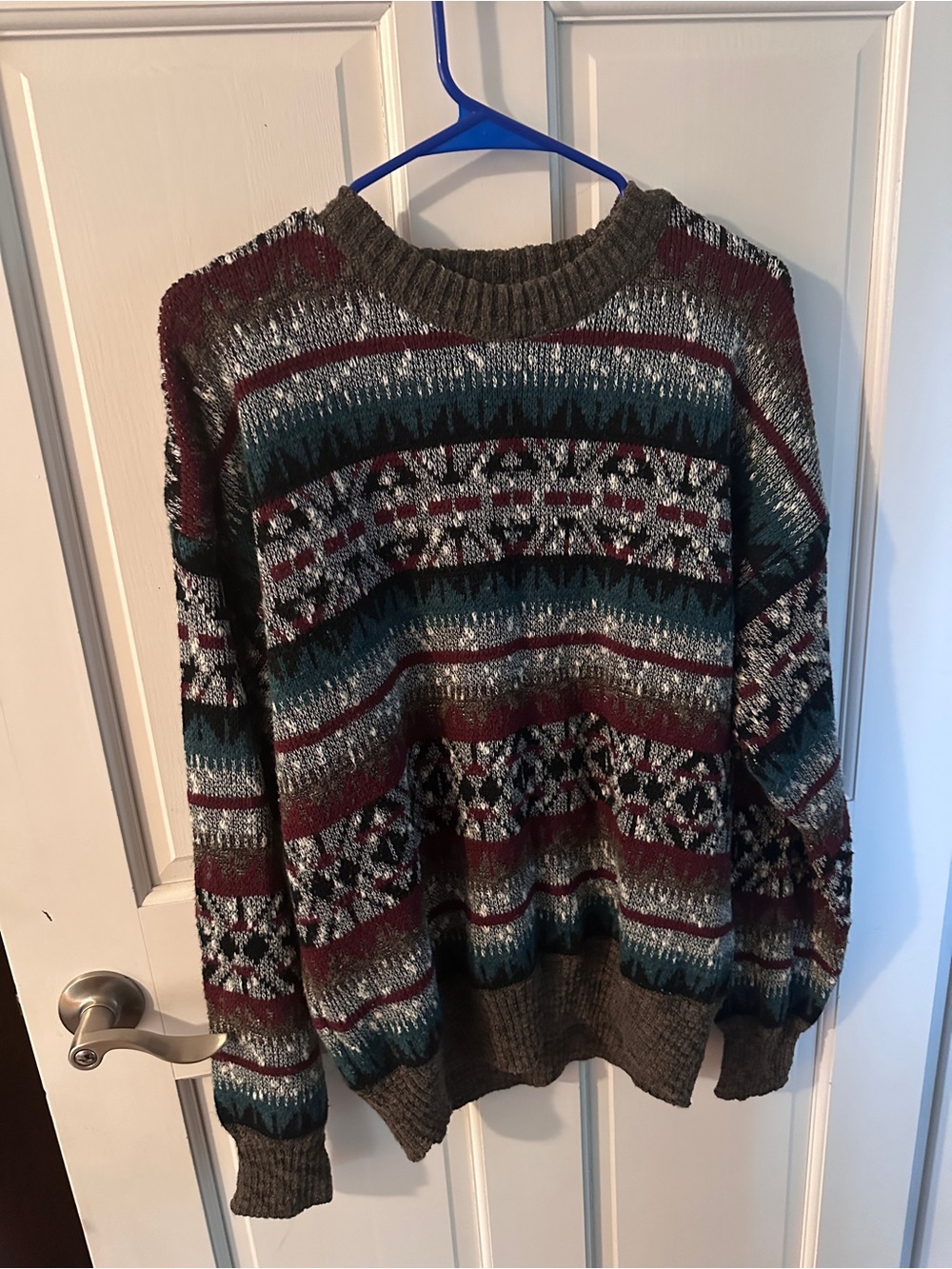Vintage 90s Cambridge Classics Fair Isle Geometric Crewneck Sweater Size XL